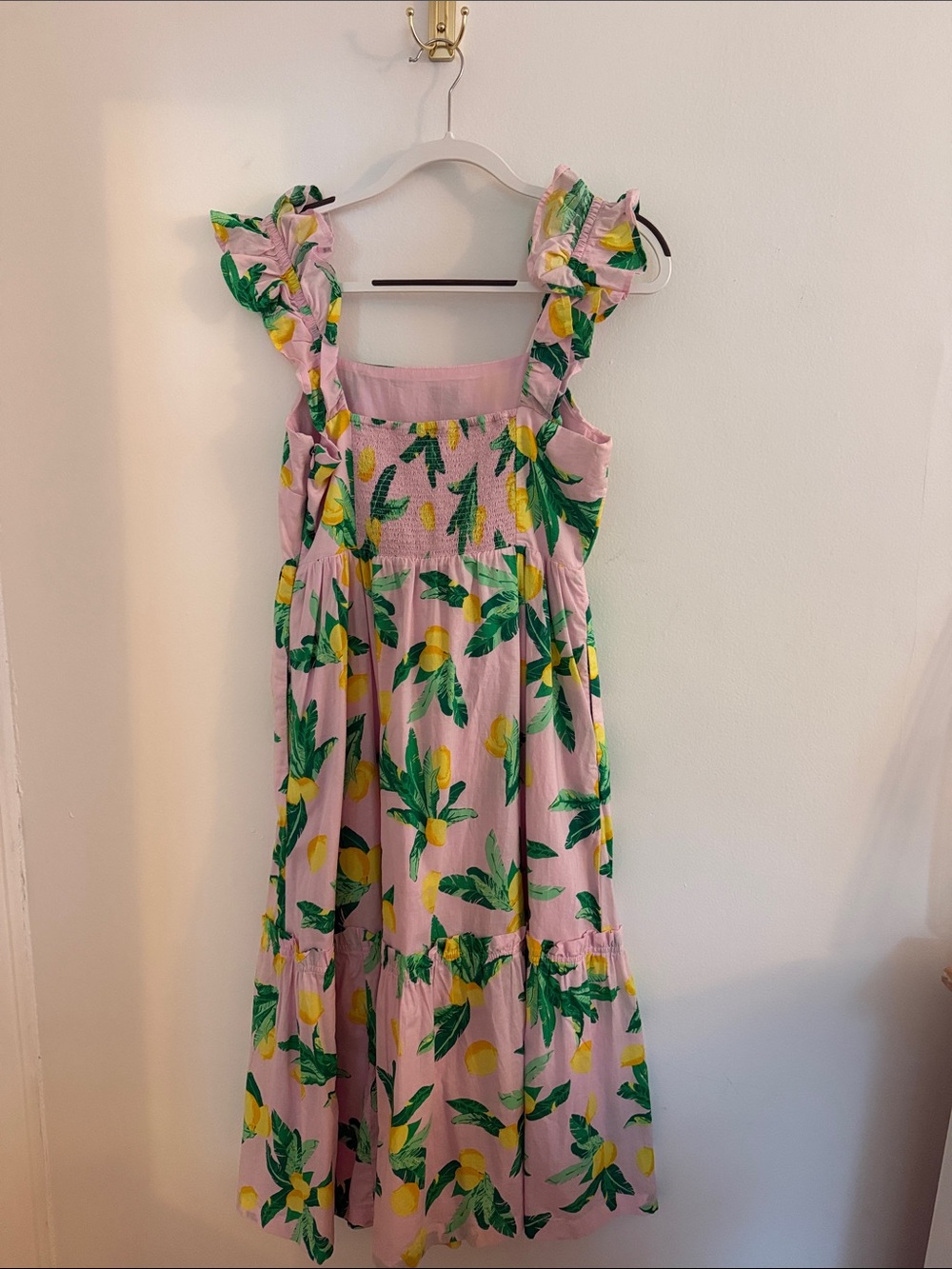 Pink Lemon Print Ruffle Strap Maxi Dress - Picture 2 of 2